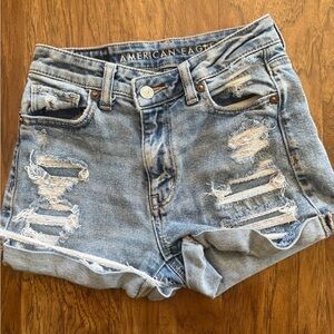 American Eagle Outfitters Women's Ripped Jean Shorts - Light Blue